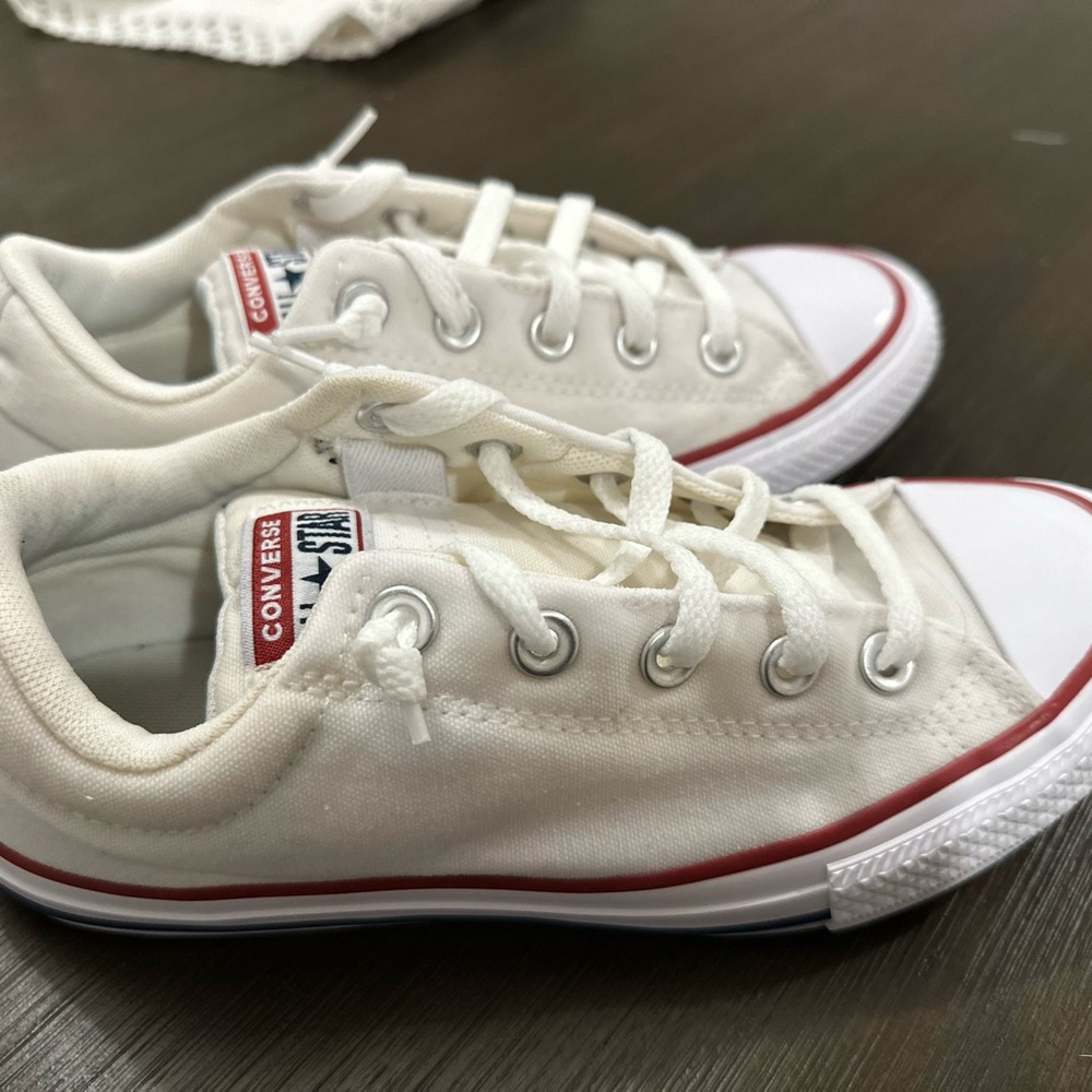 Converse Kids Cream Sneakers with Red Accents